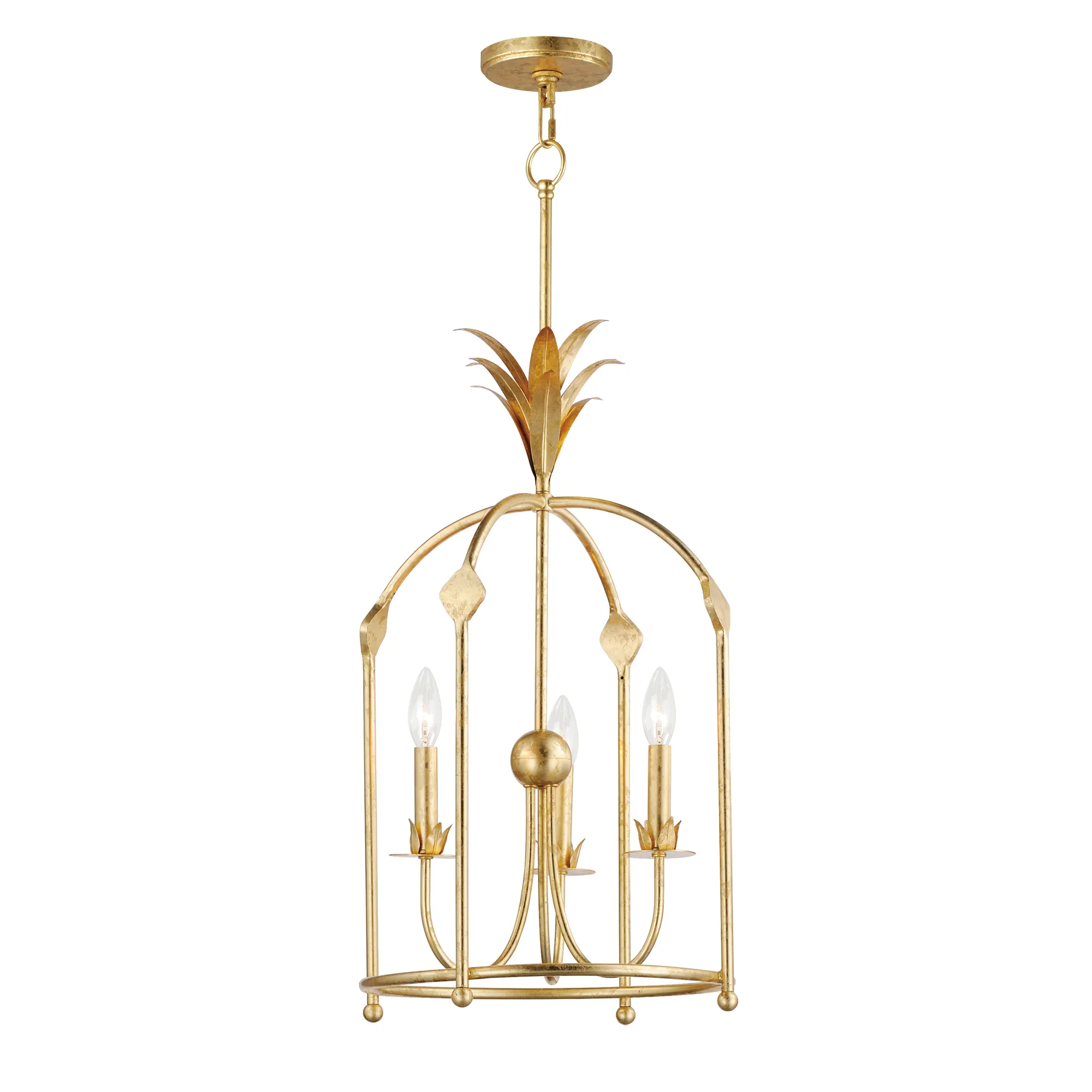 Paloma Three Light Foyer Pendant in Gold Leaf
