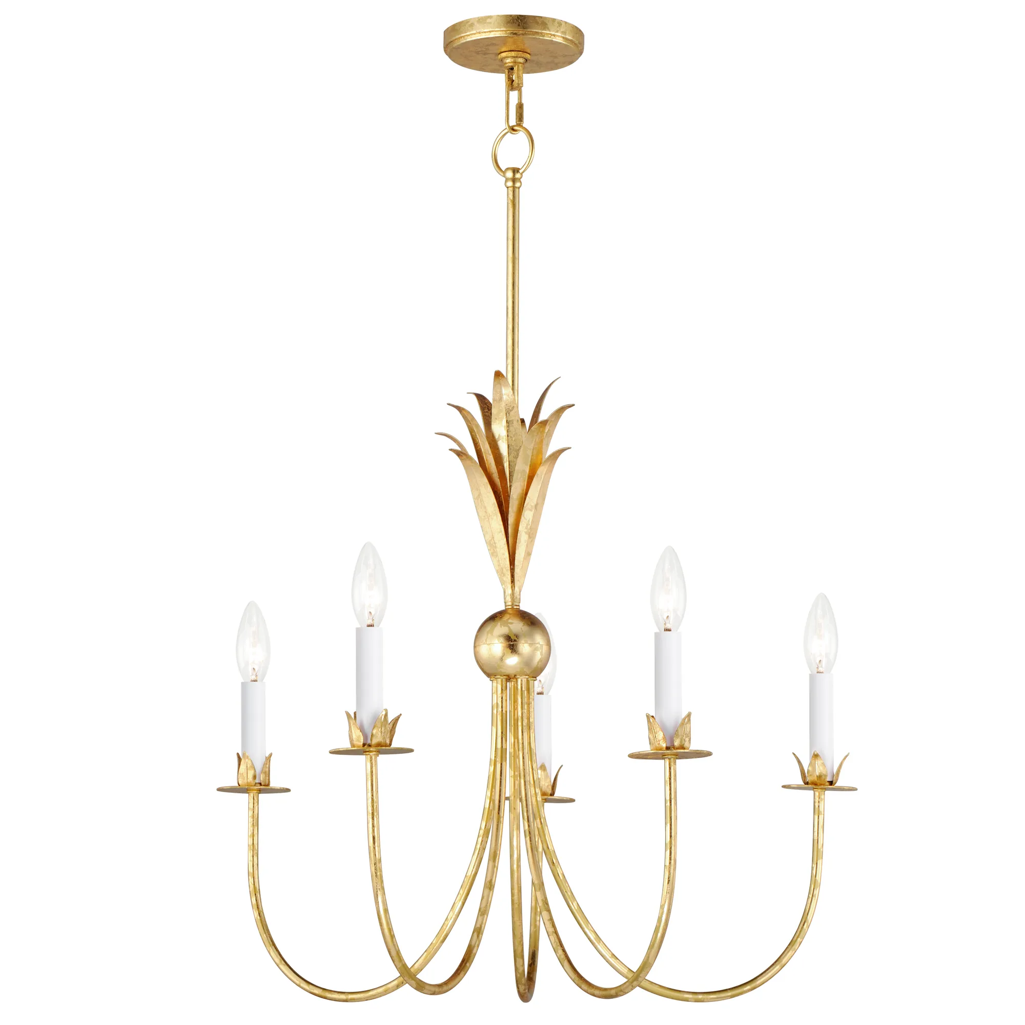Paloma Five Light Chandelier in Gold Leaf