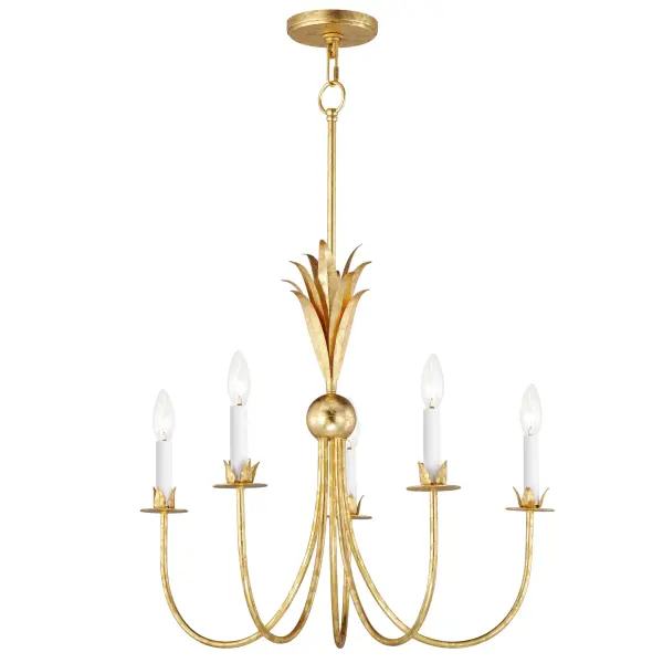 Paloma Five Light Chandelier in Gold Leaf - Image 1