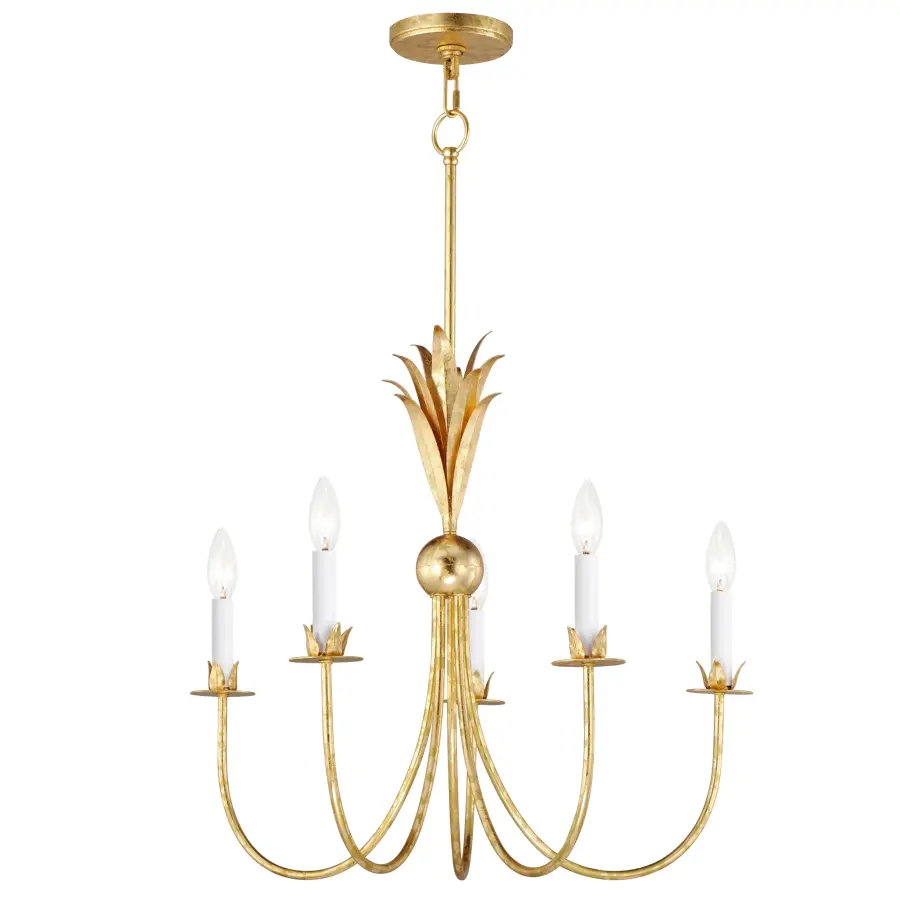 Paloma Five Light Chandelier in Gold Leaf - Image 1