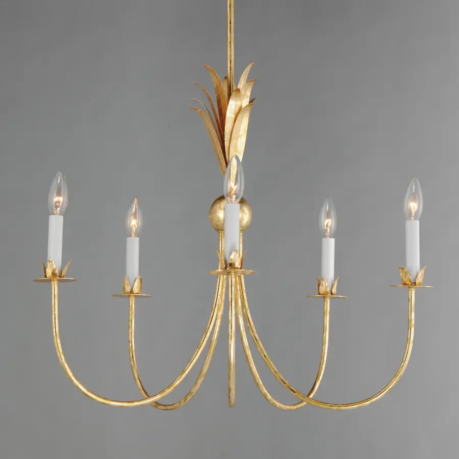 Paloma Five Light Chandelier in Gold Leaf - Image 2