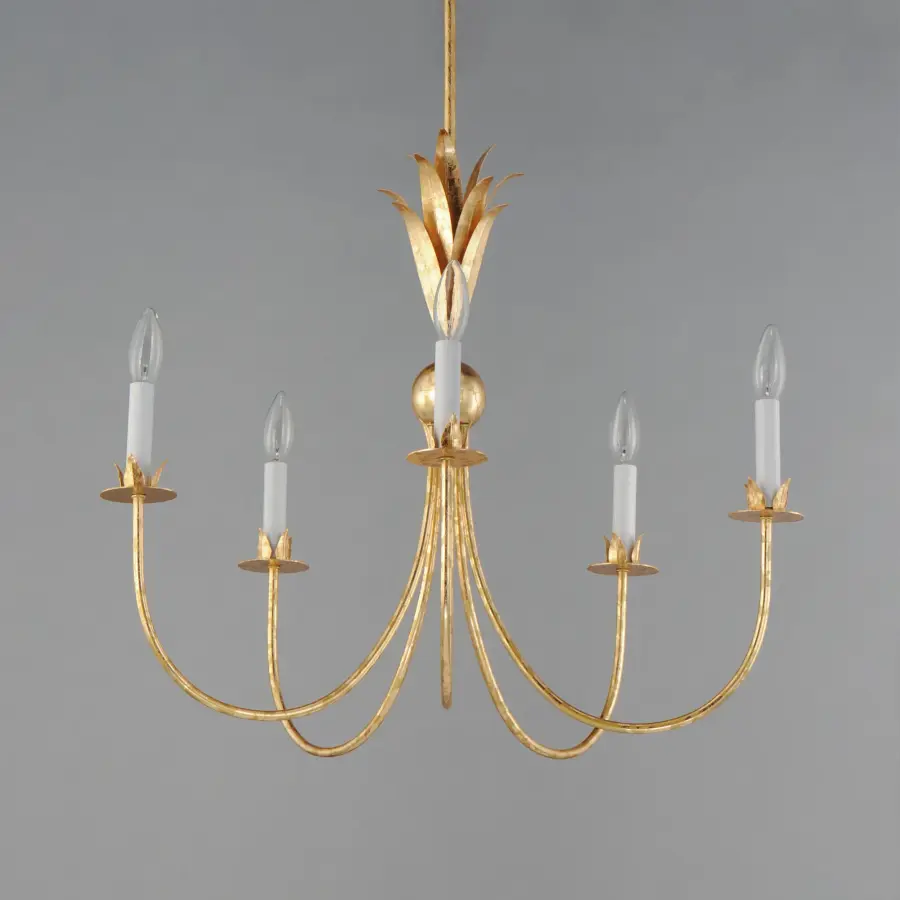 Paloma Five Light Chandelier in Gold Leaf - Image 3