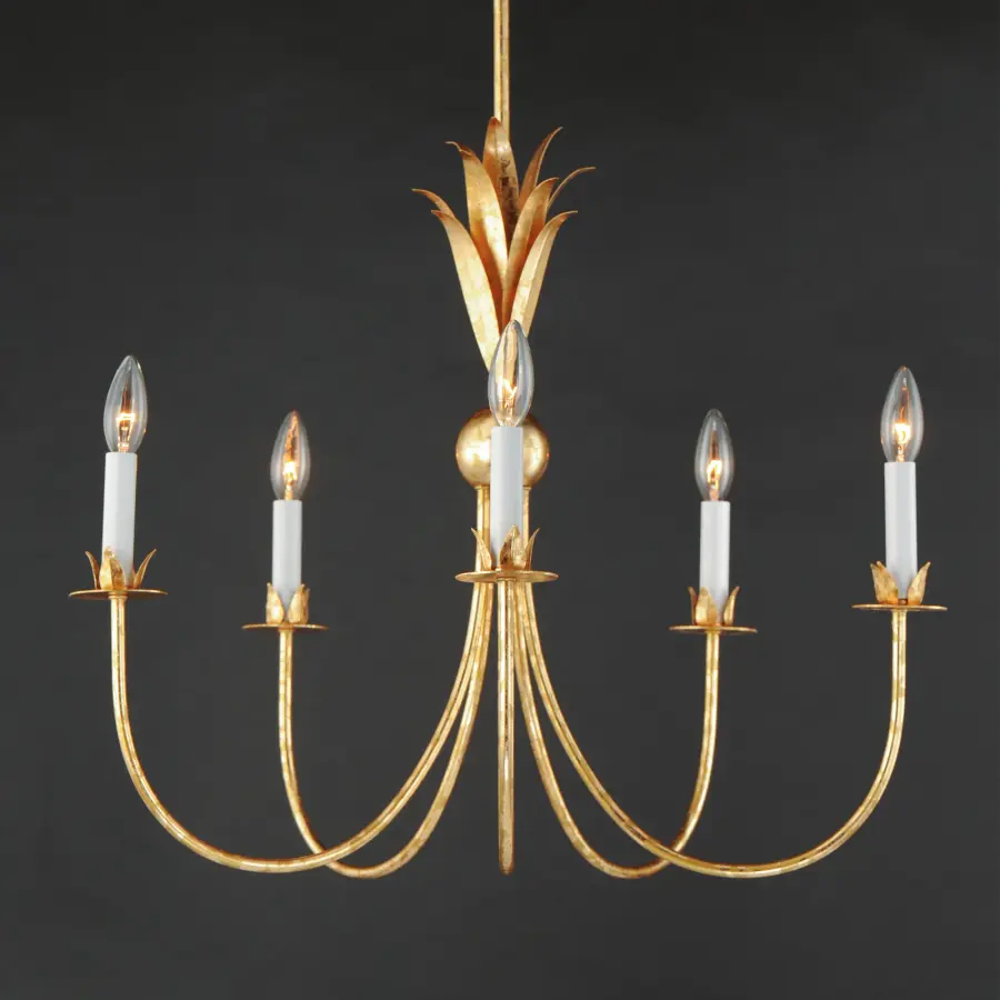 Paloma Five Light Chandelier in Gold Leaf - Image 4