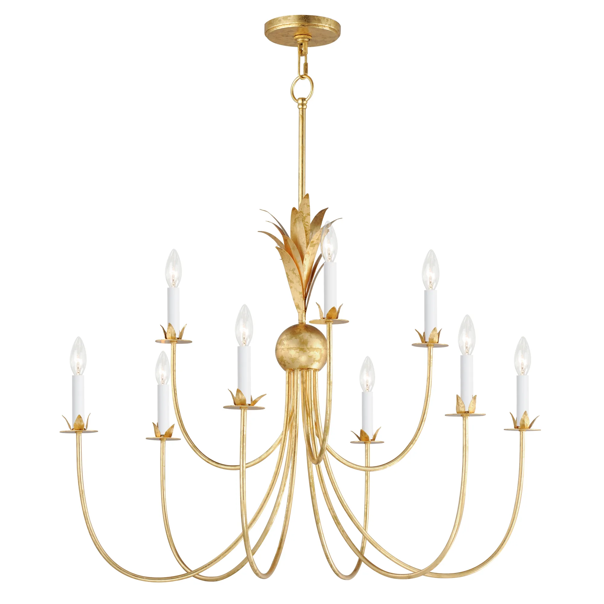 Paloma Nine Light Chandelier in Gold Leaf