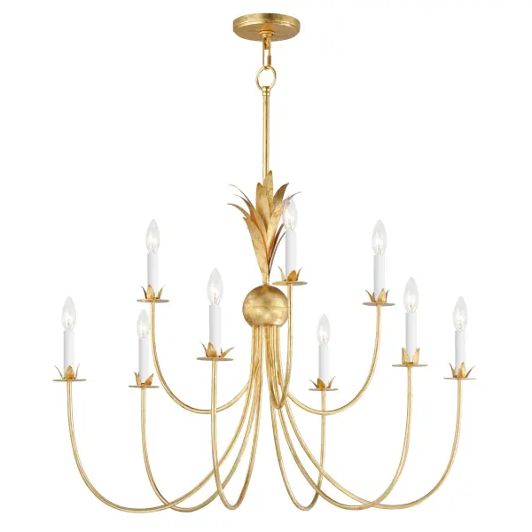 Paloma Nine Light Chandelier in Gold Leaf - Image 1