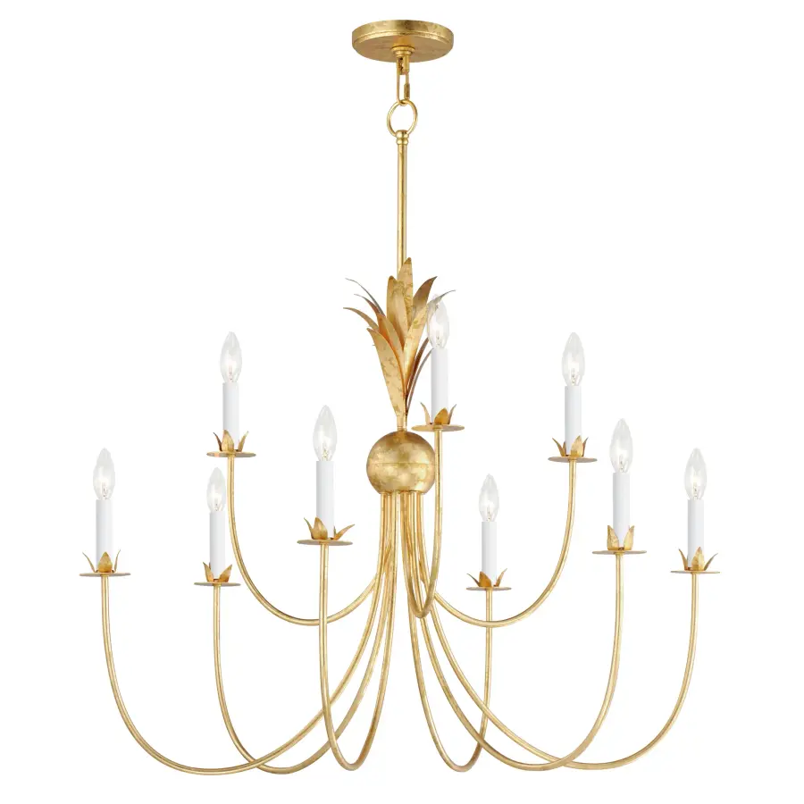 Paloma Nine Light Chandelier in Gold Leaf - Image 1