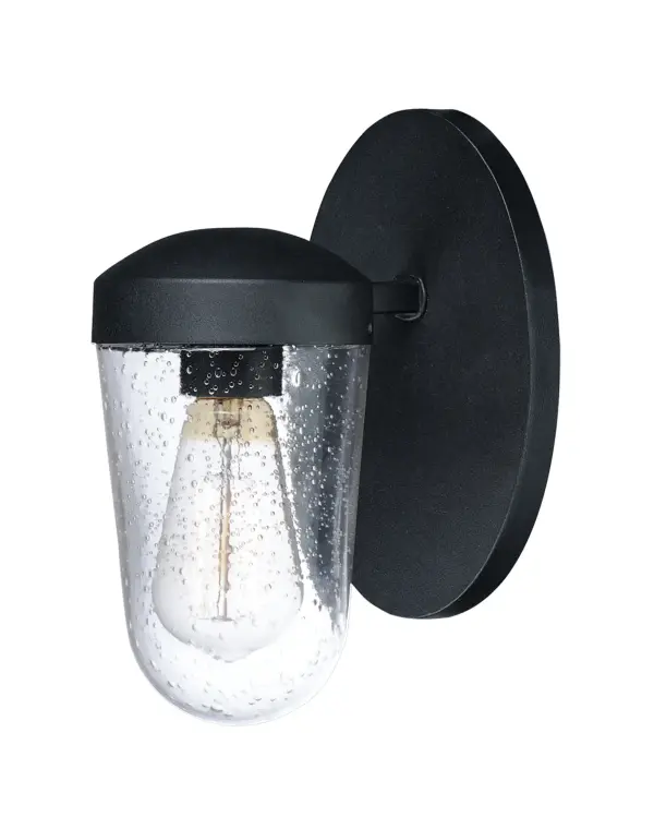 Designed to perform in outdoor living spaces, the Lido collection is refined enough to also be at home indoors. The classic ring design finished in your choice of powder coated Black or Antique Pecan supports dome shaped diffusers of recycled Seedy glass which are blown to give a rustic, hand-crafted look. Vintage T6 lamps are included to complete the restoration appeal of this epic collection.