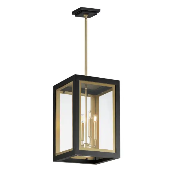 Two-tone frames of Black or White with internal Gold frames provides a neoclassical approach to the squared coach lantern. The sconces jut out from the wall on well-defined trusses that add a contemporary element. Delivering a classic design that suits most exteriors, this collection adds interest in the interior contrasting frame of Gold that secures clear glass panes to diffuse the lamp within.