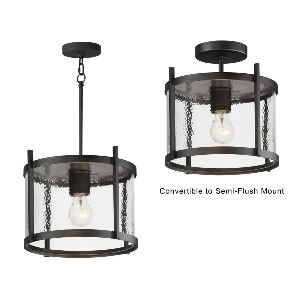 Belfry One Light Semi Flush Pendant in Black - Image 2