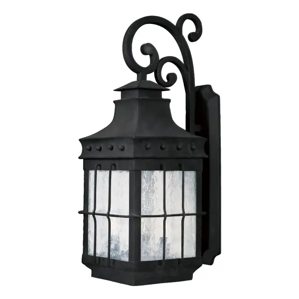 Nantucket is a traditional, early American style collection from Maxim Lighting International in Country Forge finish with Seedy glass.