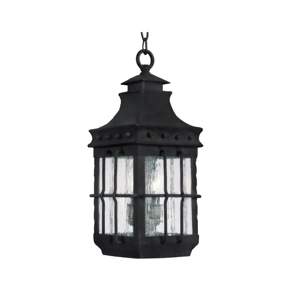 Nantucket is a traditional, early American style collection from Maxim Lighting International in Country Forge finish with Seedy glass.