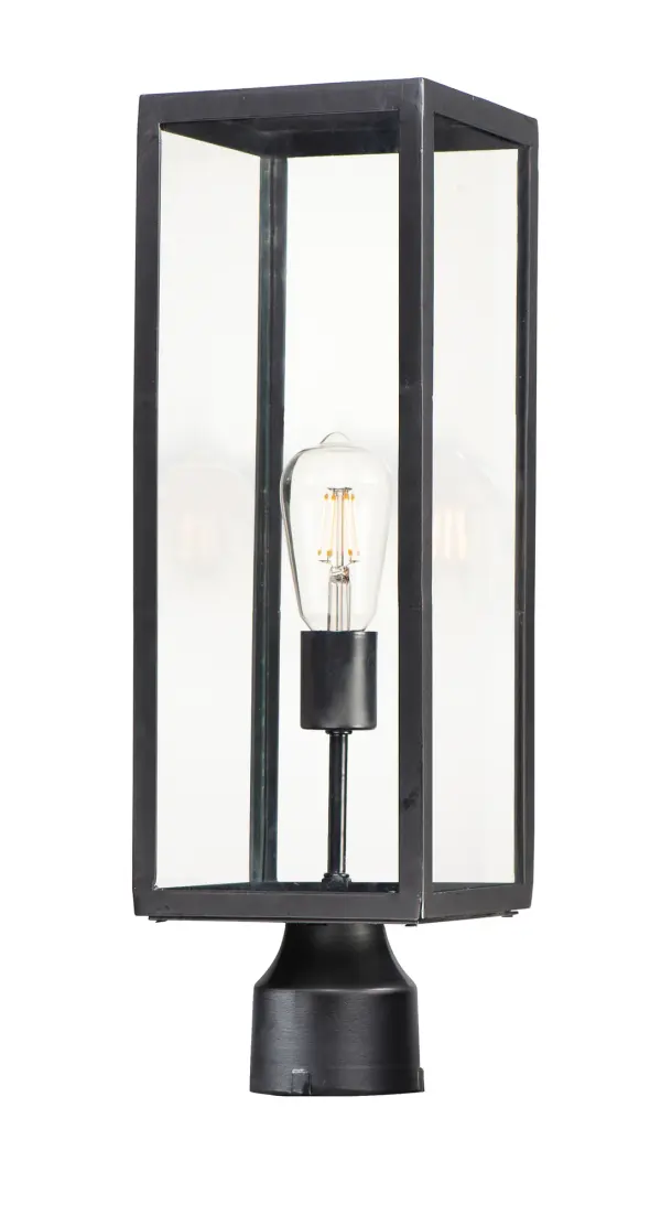 An elongated rectangular shaped design that is both minimalist and industrial. Die cast frames of Dark Bronze support Clear glass panels that provide an unobstructed view of the lantern's interior. Customize with your choice of lamps from vintage to tubular.