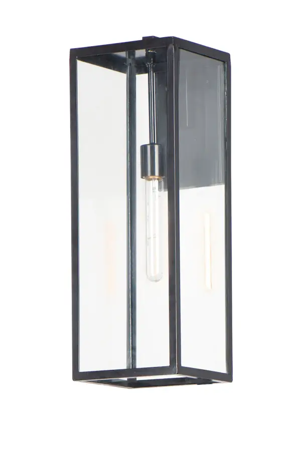 An elongated rectangular shaped design that is both minimalist and industrial. Die cast frames of Dark Bronze support Clear glass panels that provide an unobstructed view of the lantern's interior. Customize with your choice of lamps from vintage to tubular.