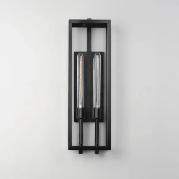 An elongated rectangular shaped design that is both minimalist and industrial. Die cast frames of Dark Bronze support Clear glass panels that provide an unobstructed view of the lantern's interior. Customize with your choice of lamps from vintage to tubular. - alternate view