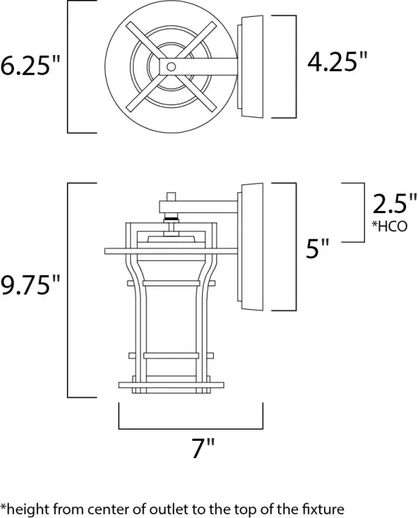 Bold, exterior design of Die Cast aluminum finished in Black Oxide support elongated cylinders of clear Waterglass. Light is gently diffused by a second inner cylinder of Satin White glass. - alternate view