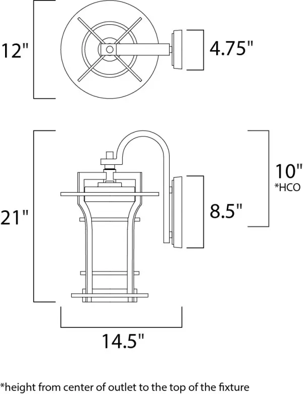 Bold, exterior design of Die Cast aluminum finished in Black Oxide support elongated cylinders of clear Waterglass. Light is gently diffused by a second inner cylinder of Satin White glass. - alternate view