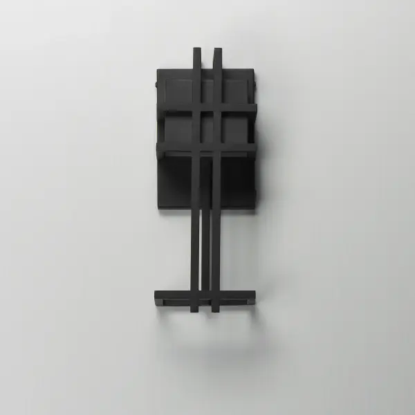 A modern interpretation of the arts & crafts movement, this anti-corrosive aluminum frame combines traditional elements with the latest technology. A concealed LED downlight, housed at the top of the frame, casts a striking pattern of light along the wall, adding depth and warmth to any space. Finished in Matte Black, this fixture seamlessly blends timeless design with modern innovation. - alternate view