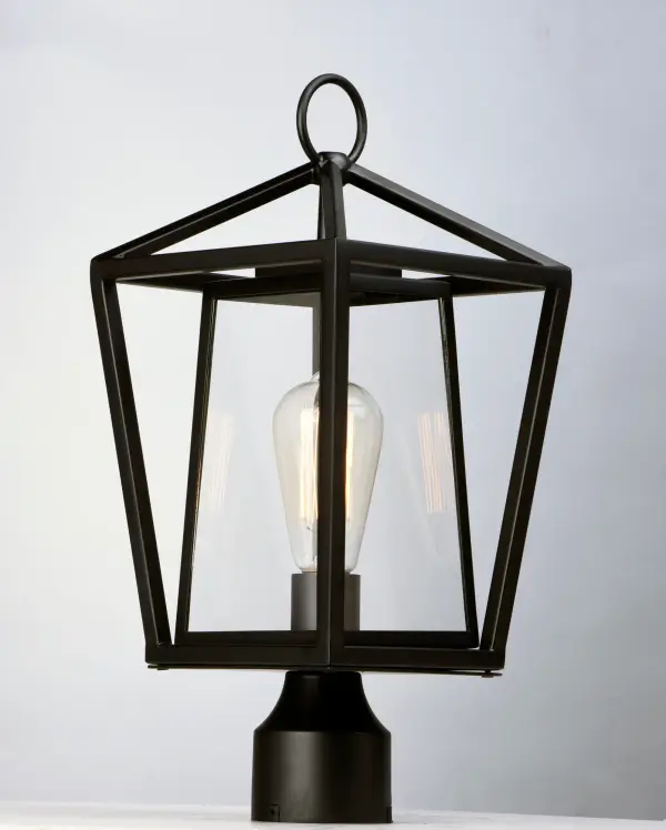 This frame inside a frame design is the perfect update to this classically inspired outdoor lantern. Durable stainless steel construction is finished in Black and supports an inner frame of Clear panels of glass for a crisp and clean appearance. - alternate view