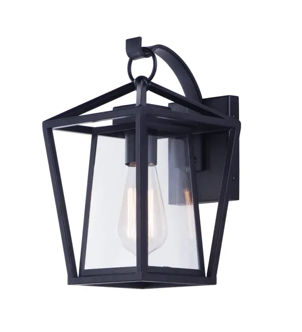 This frame inside a frame design is the perfect update to this classically inspired outdoor lantern. Durable stainless steel construction is finished in Black and supports an inner frame of Clear panels of glass for a crisp and clean appearance.