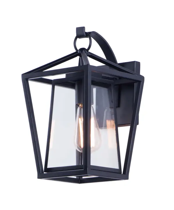 This frame inside a frame design is the perfect update to this classically inspired outdoor lantern. Durable stainless steel construction is finished in Black and supports an inner frame of Clear panels of glass for a crisp and clean appearance.