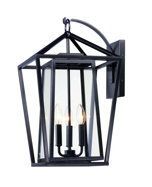 This frame inside a frame design is the perfect update to this classically inspired outdoor lantern. Durable stainless steel construction is finished in Black and supports an inner frame of Clear panels of glass for a crisp and clean appearance.