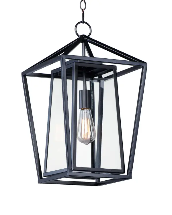 This frame inside a frame design is the perfect update to this classically inspired outdoor lantern. Durable stainless steel construction is finished in Black and supports an inner frame of Clear panels of glass for a crisp and clean appearance.