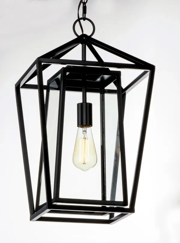 This frame inside a frame design is the perfect update to this classically inspired outdoor lantern. Durable stainless steel construction is finished in Black and supports an inner frame of Clear panels of glass for a crisp and clean appearance. - alternate view