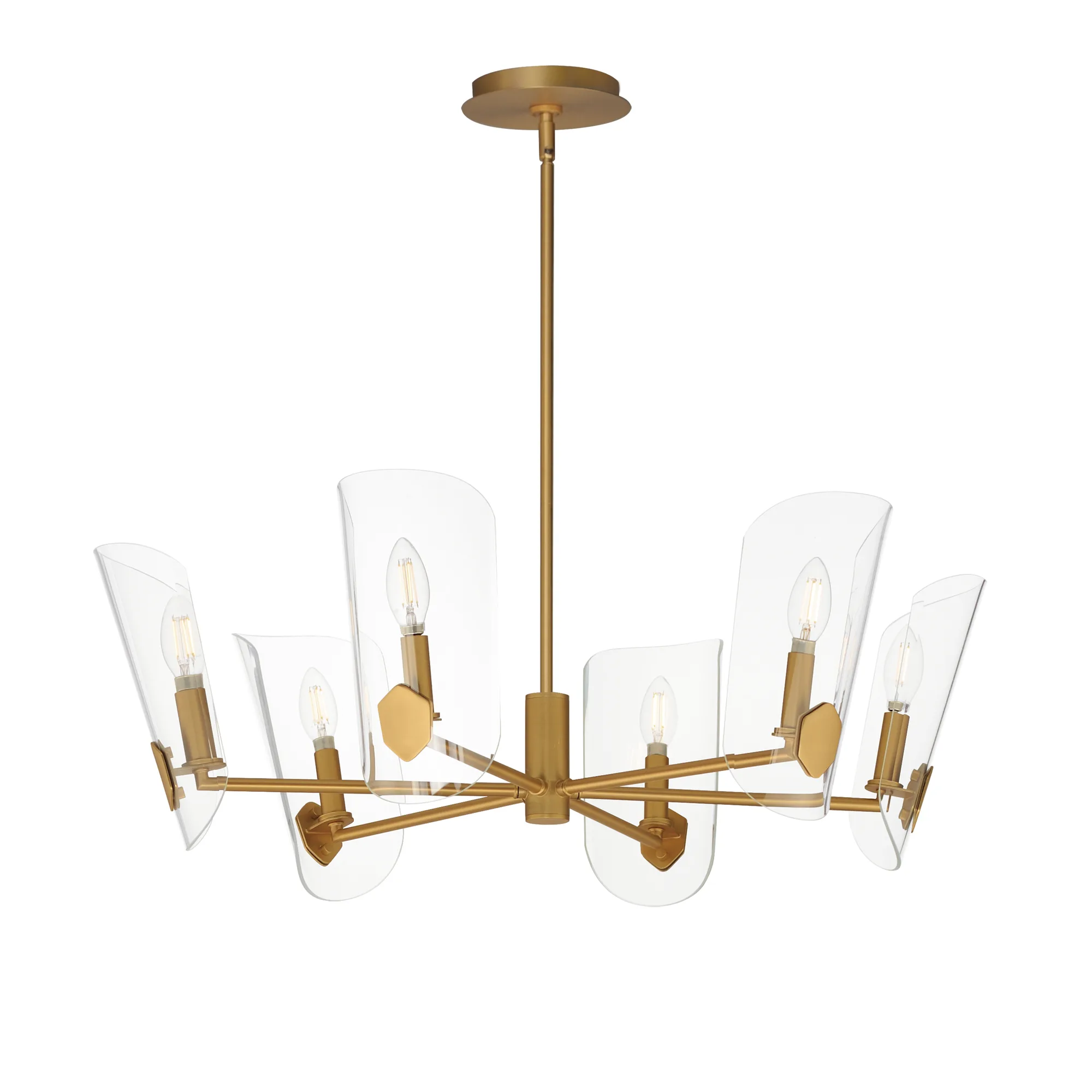 Armory Six Light Chandelier in Natural Aged Brass