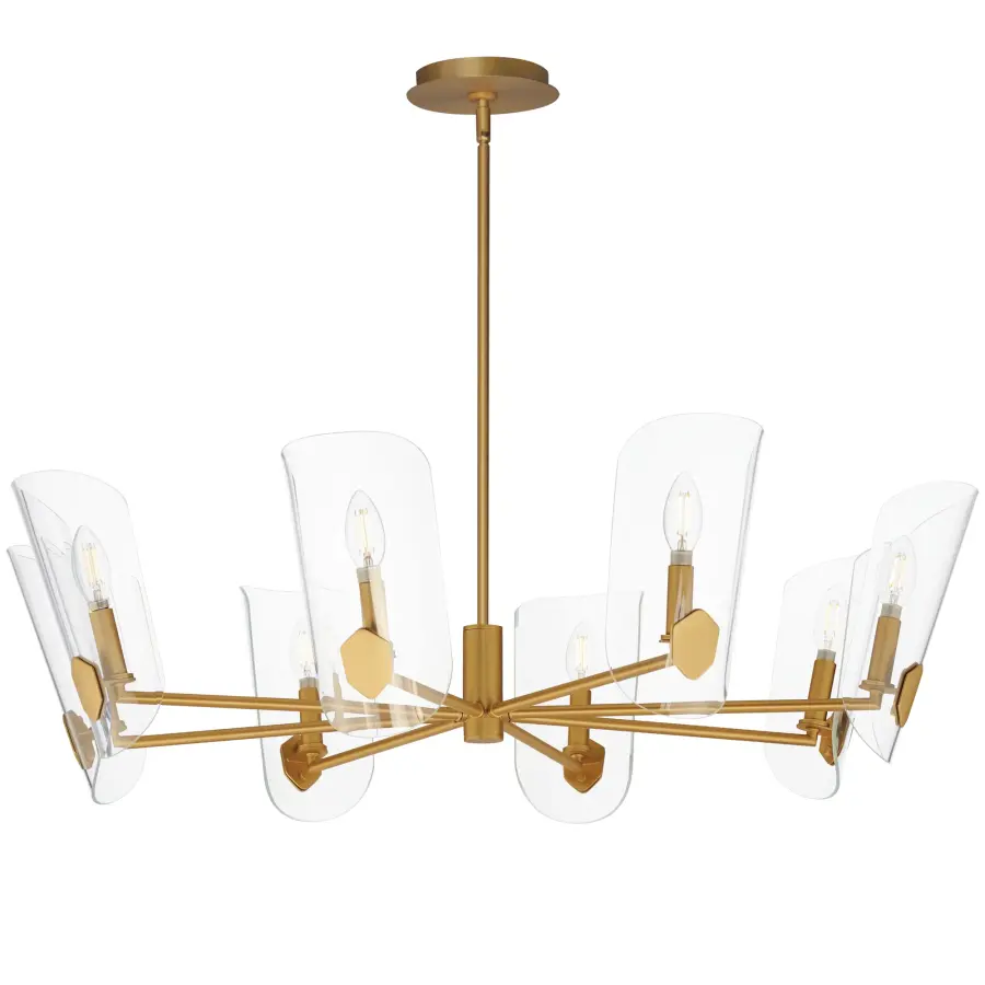 Armory Eight Light Chandelier in Natural Aged Brass - Image 1