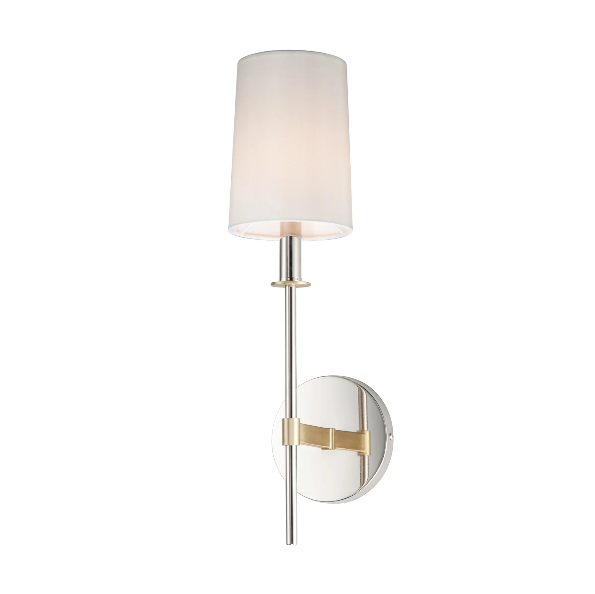 Uptown One Light Wall Sconce in Satin Brass / Polished Nickel