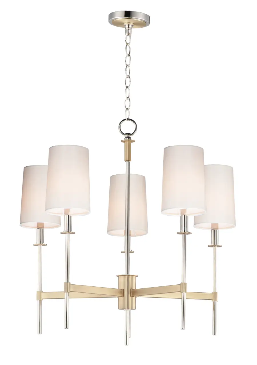 Uptown Five Light Chandelier in Satin Brass / Polished Nickel - Image 1