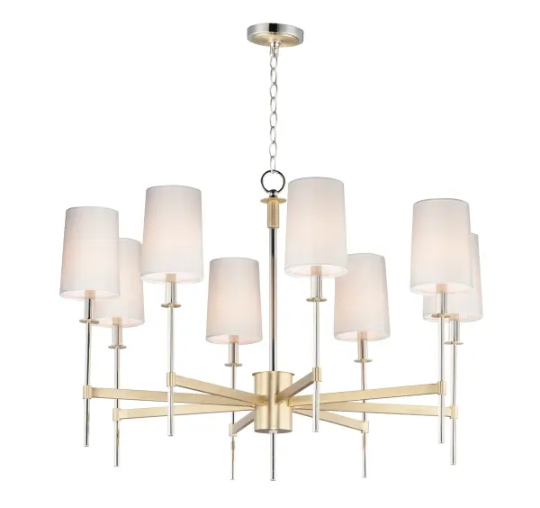 Uptown Eight Light Chandelier in Satin Brass / Polished Nickel - Image 1