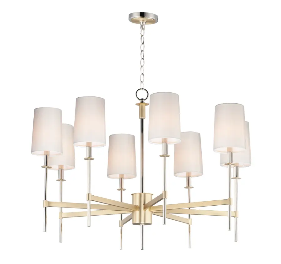 Uptown Eight Light Chandelier in Satin Brass / Polished Nickel - Image 1