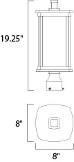 Simple lines create a transitional style that fits a wide variety of exterior home design. Available in both Platinum or Bronze finish, Frosted Seedy or Clear Ribbed glass, or fluorescent, incandescent or LED lamping. - alternate view