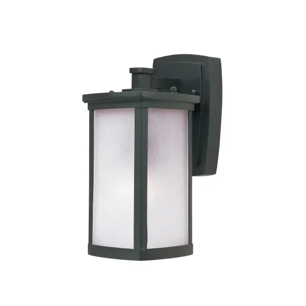 Simple lines create a transitional style that fits a wide variety of exterior home design. Available in both Platinum or Bronze finish, Frosted Seedy or Clear Ribbed glass, or fluorescent, incandescent or LED lamping.