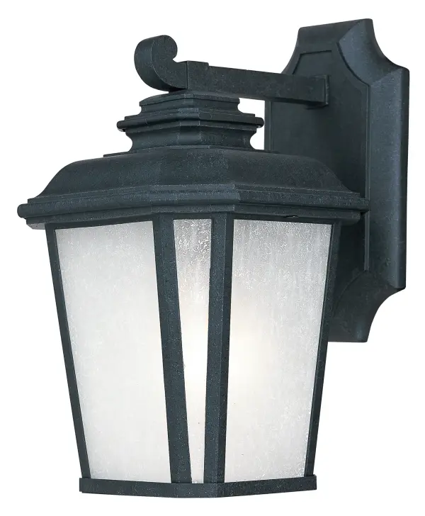 A classical, traditional style finished in a rustic Black Oxide finish with Weathered Frost glass is sure to add elegance to your home's exterior. Available in both incandescent and fluorescent versions with an source to consider.