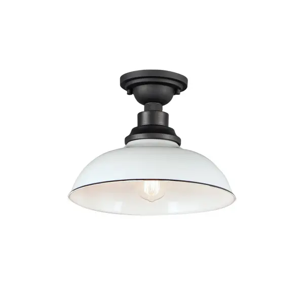 The Granville collection updates the industrial farmhouse look with cleaner and minimalist textured Black arms with Glossy Black or Gloss White shades. Design elements like knurled sockets and black painted edges highlight the attention to detail and relate authenticity. Perfectly suited for both indoor and outdoor applications, these aluminum constructed shades are an instant classic. Collection: Granville Finish: White / Black Width: 12.00" Height: 9.00" Weight: 2.31 lb Wire: 8" Canopy: 5"x5"x2" Number of Bulbs: 1 Maximum Wattage: 60.00 W Bulb Type: A19 Bulb Base: E26 Medium Light Source: Incandescent Dimmable Voltage: 120.00 V Material: Steel Safety Listing: cETLus Safety Rating: Damp Manufacturer Warranty: 5 Spec Sheet Instructions