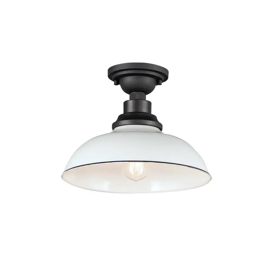 Granville One Light Outdoor Ceiling Mount in White / Black - Image 1