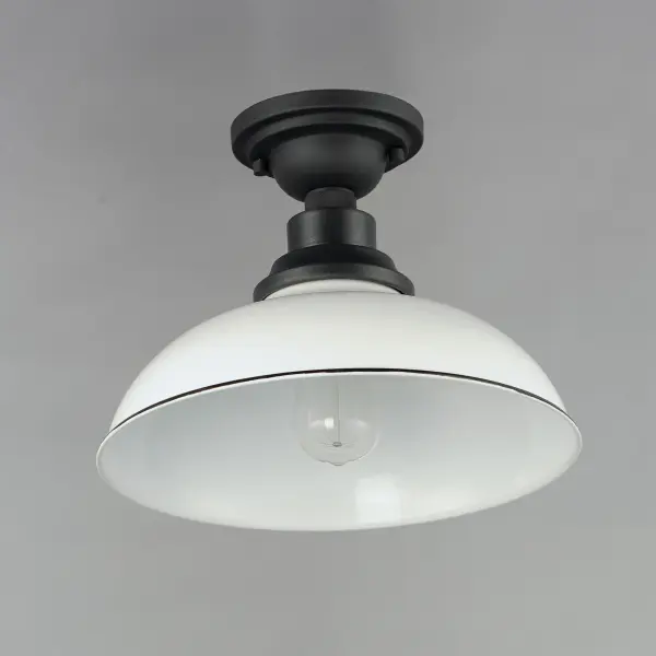 Granville One Light Outdoor Ceiling Mount in White / Black - Image 4