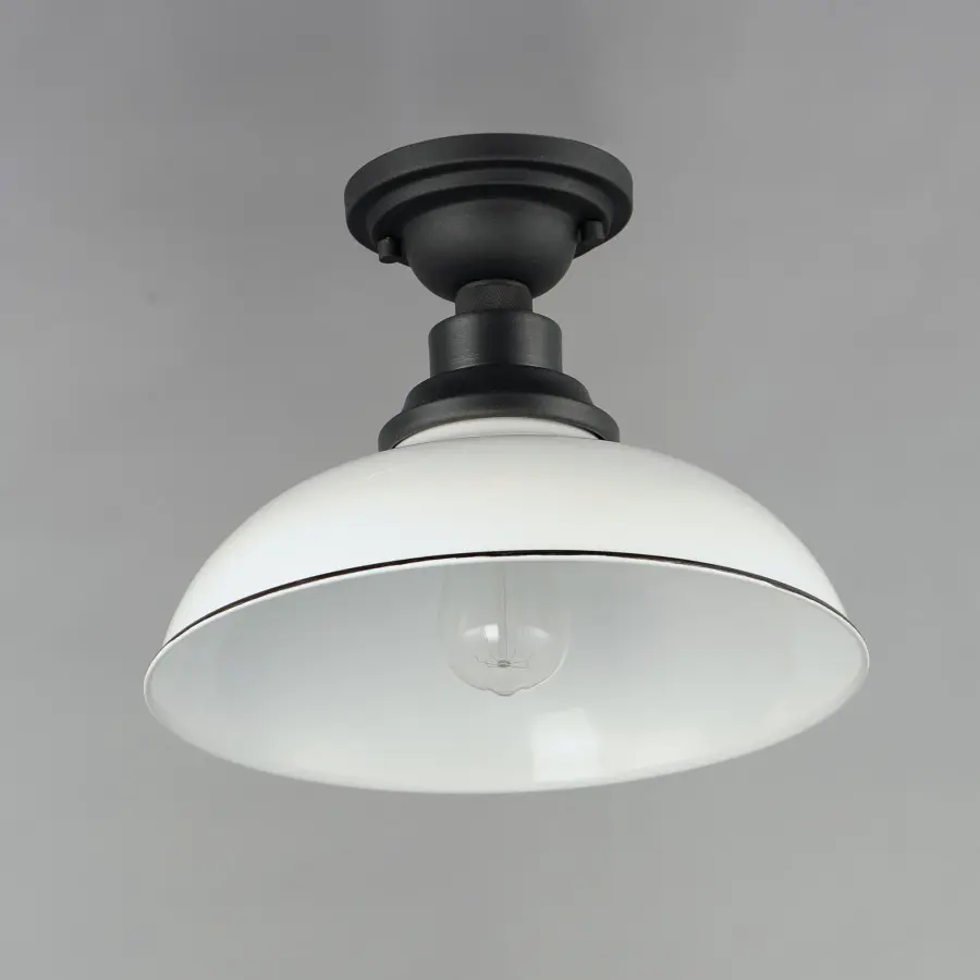 Granville One Light Outdoor Ceiling Mount in White / Black - Image 4