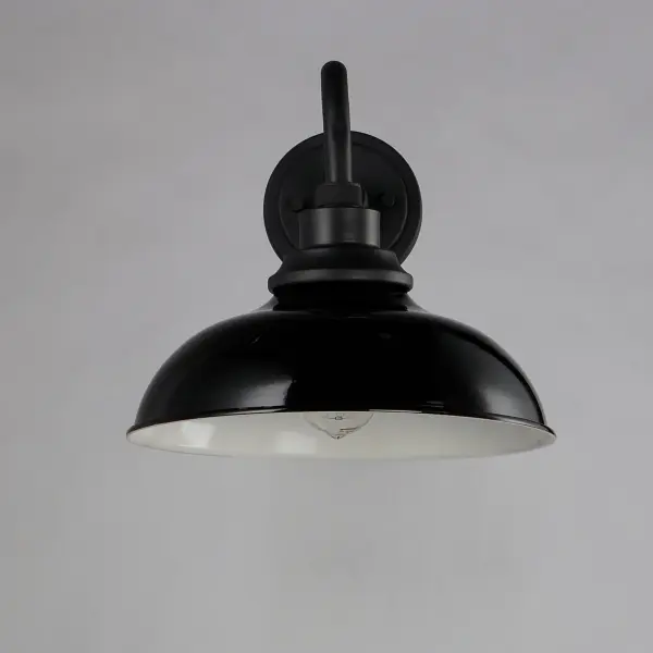 The Granville collection updates the industrial farmhouse look with cleaner and minimalist textured Black arms with Glossy Black or Gloss White shades. Design elements like knurled sockets and black painted edges highlight the attention to detail and relate authenticity. Perfectly suited for both indoor and outdoor applications, these aluminum constructed shades are an instant classic. - alternate view