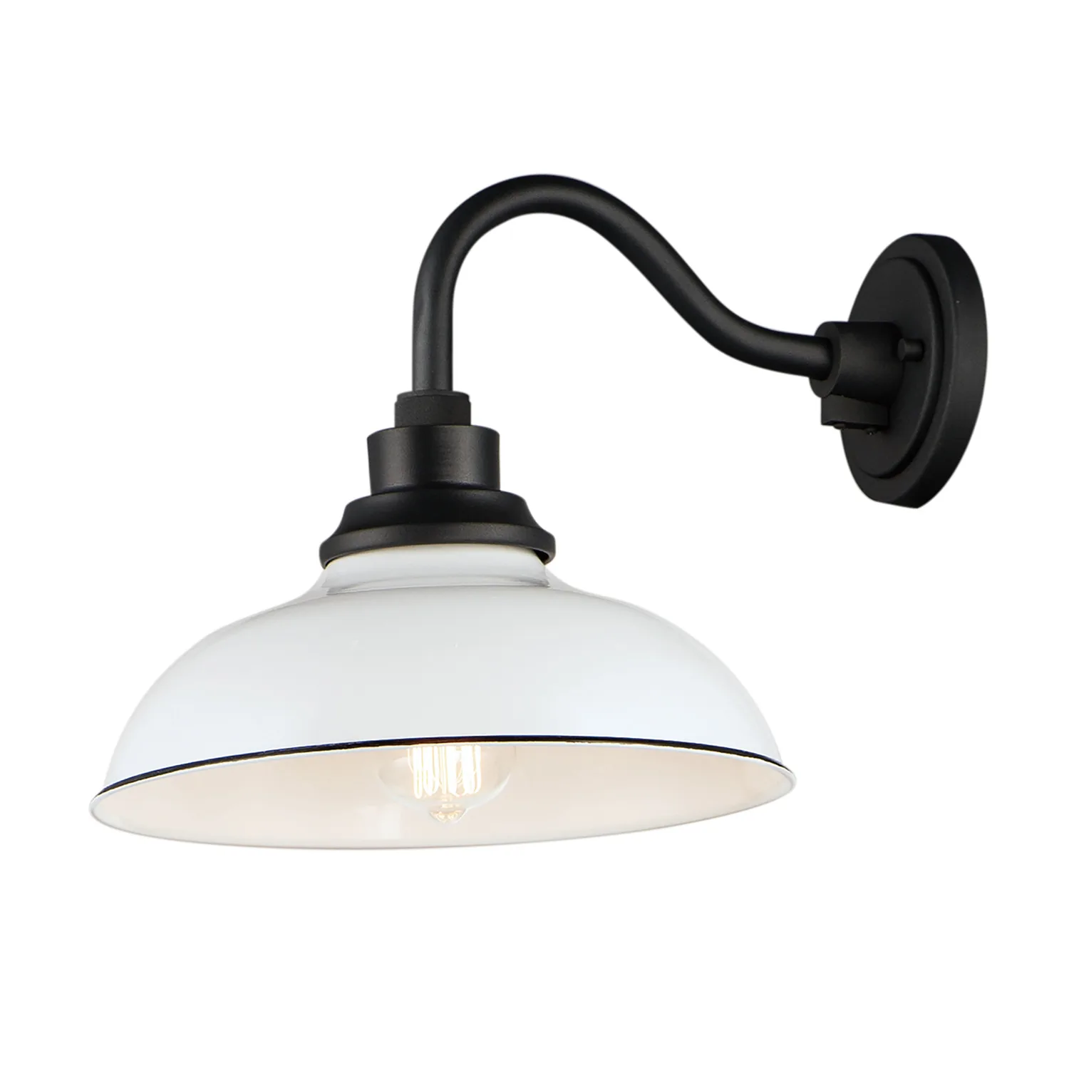 Granville One Light Outdoor Wall Lantern in White / Black