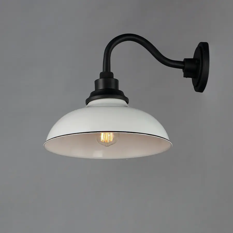 Granville One Light Outdoor Wall Lantern in White / Black - Image 3