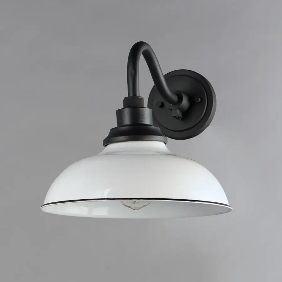 Granville One Light Outdoor Wall Lantern in White / Black - Image 4