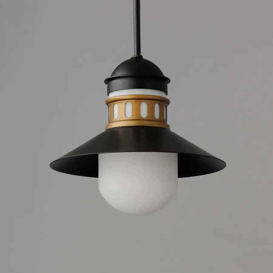 Admiralty One Light Outdoor Pendant in Black / Antique Brass - Image 3