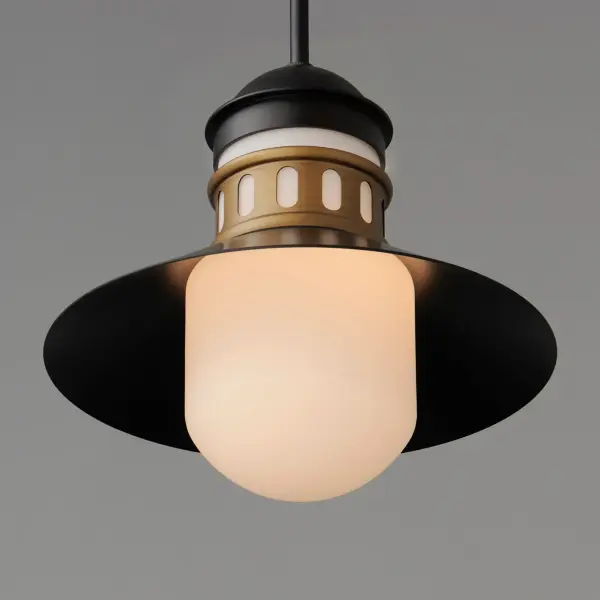 Admiralty One Light Outdoor Pendant in Black / Antique Brass - Image 4