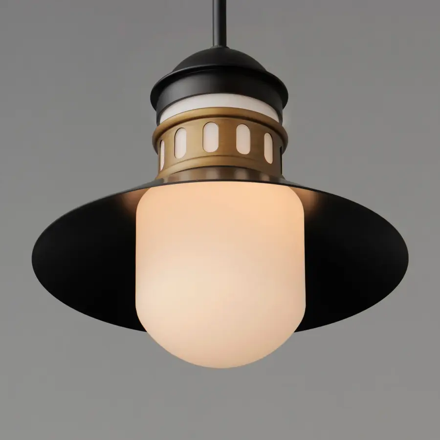 Admiralty One Light Outdoor Pendant in Black / Antique Brass - Image 4