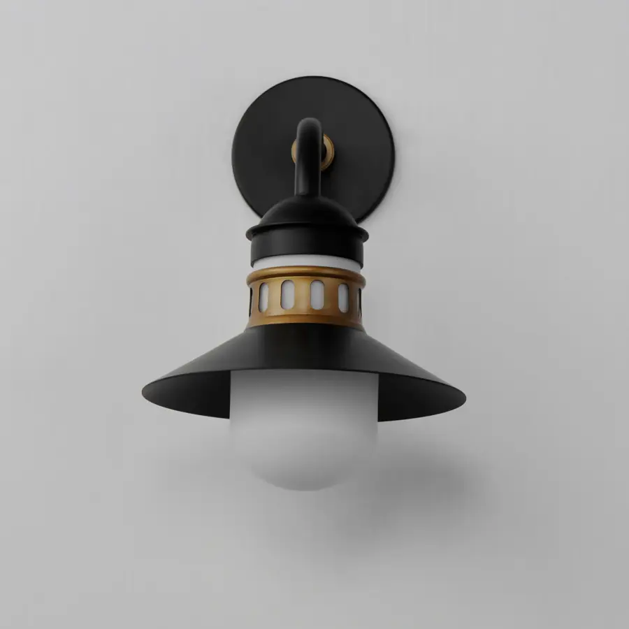 Admiralty One Light Outdoor Wall Sconce in Black / Antique Brass - Image 2