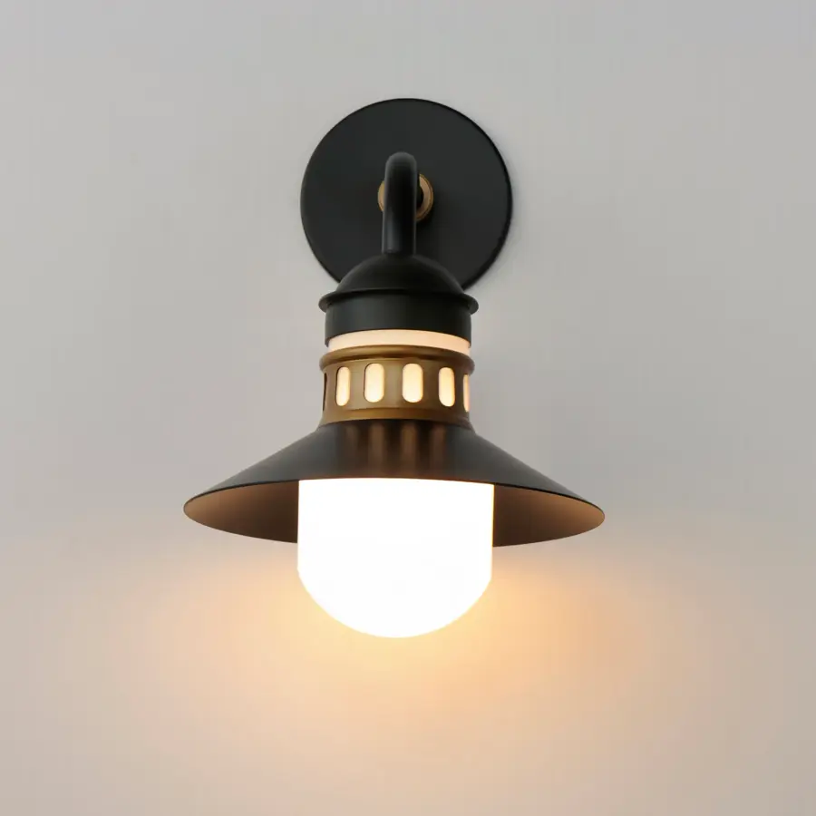 Admiralty One Light Outdoor Wall Sconce in Black / Antique Brass - Image 3