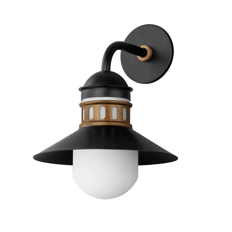 Admiralty One Light Outdoor Wall Sconce in Black / Antique Brass - Image 1